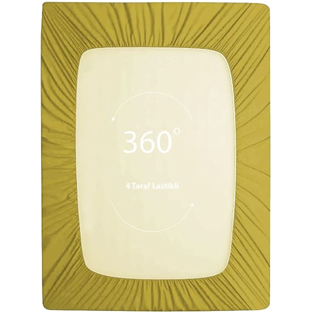 Cearsaf cu elastic pat MILA HOME, 100% bumbac ranforce, 120 x 200 cm, mustar