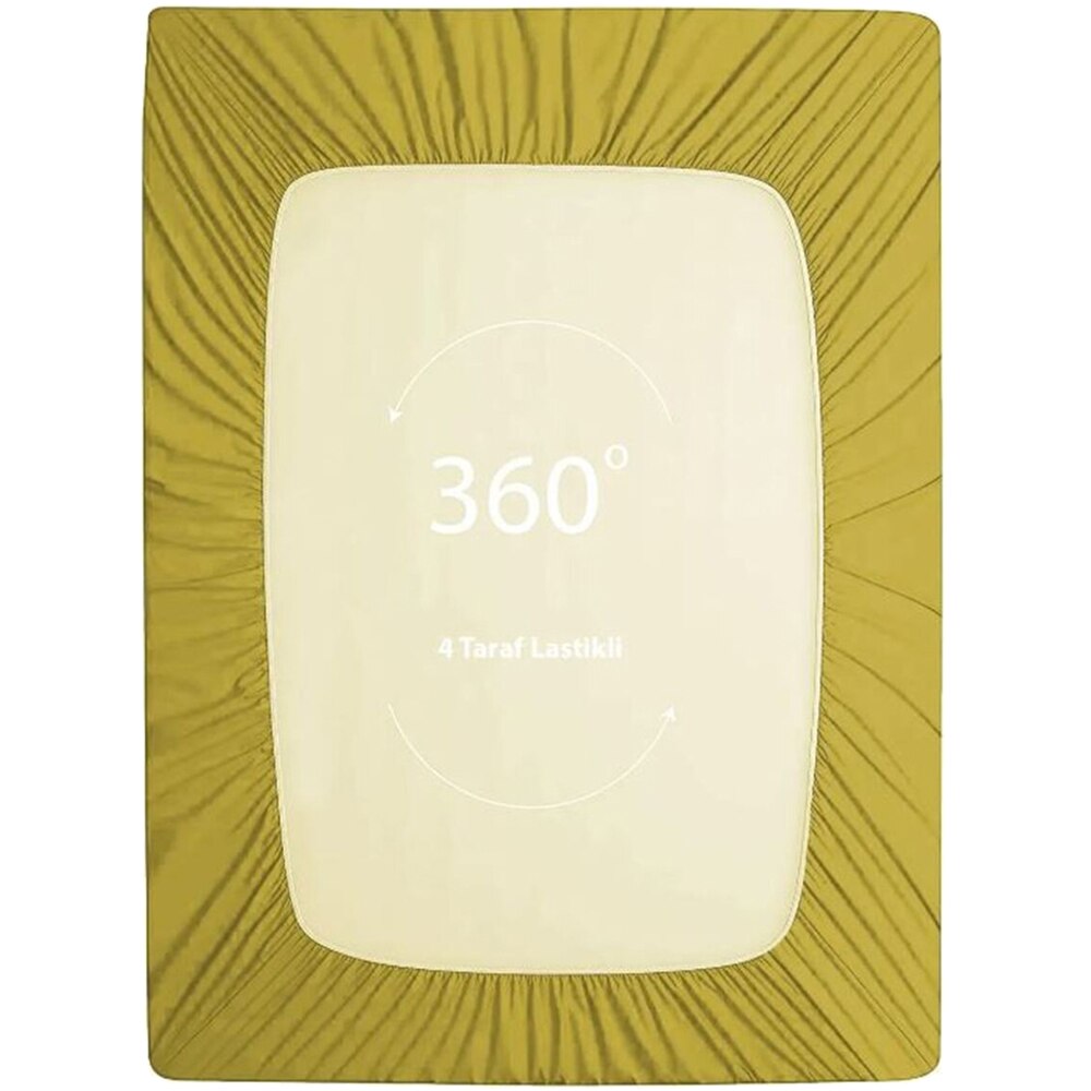 Cearsaf cu elastic pat MILA HOME, 100% bumbac ranforce, 160 x 200 cm, mustar