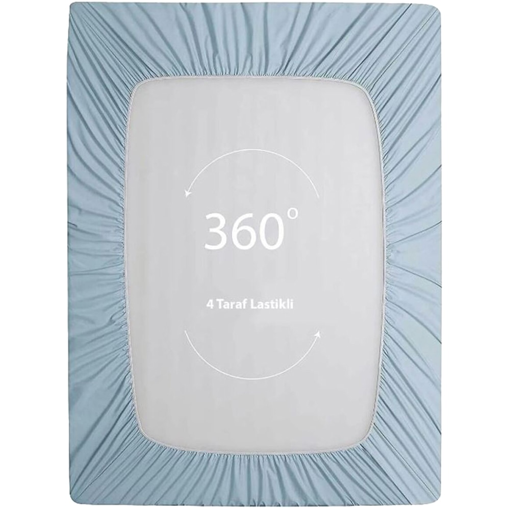 Cearsaf cu elastic pat MILA HOME, 100% bumbac ranforce, 180 x 200 cm, albastru deschis