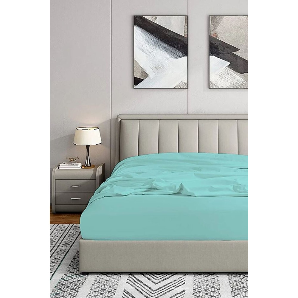 Cearsaf cu elastic pat MILA HOME, 100% bumbac ranforce, 120 x 200 cm, turcoaz