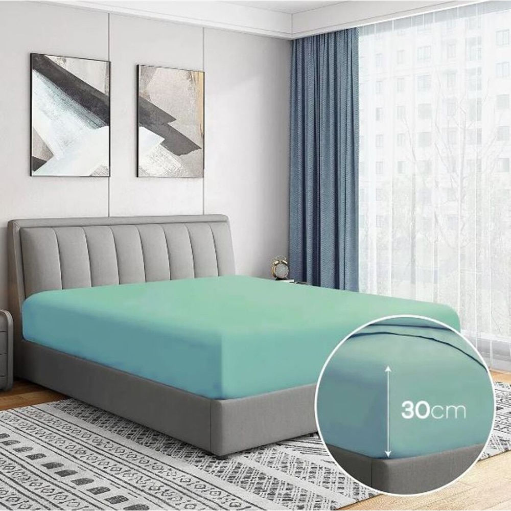 Cearsaf cu elastic pat MILA HOME, 100% bumbac ranforce, 160 x 200 cm, turcoaz