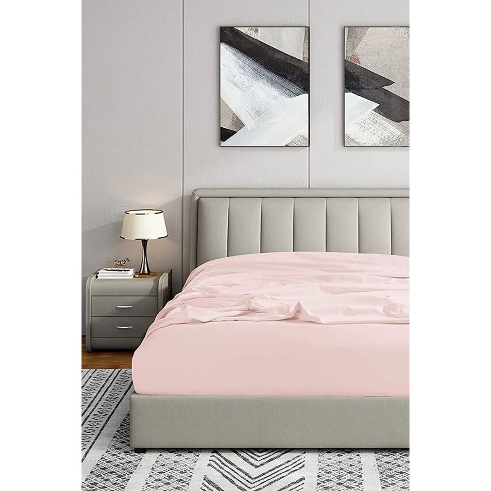 Cearsaf cu elastic pat MILA HOME, 100% bumbac ranforce, 120 x 200 cm, roz