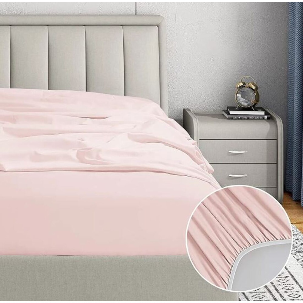 Cearsaf cu elastic pat MILA HOME, 100% bumbac ranforce, 160 x 200 cm, roz