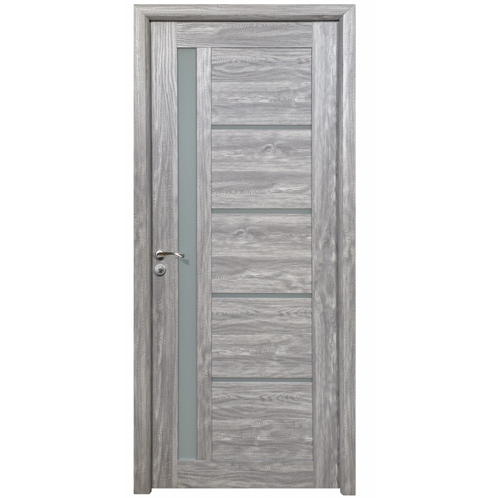 Usa interior U72, cu geam, reversibila, MDF, 60 x 204 cm, gri