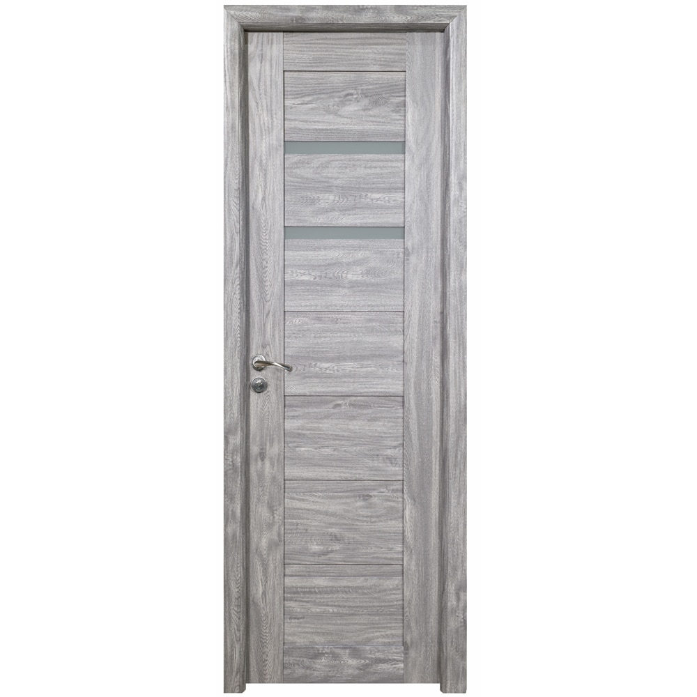 Usa interior U73, cu geam, reversibila, MDF, 60 x 204 cm, gri