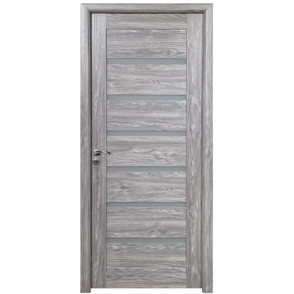 Usa interior U73, cu geam, reversibila, MDF, 70 x 204 cm, gri