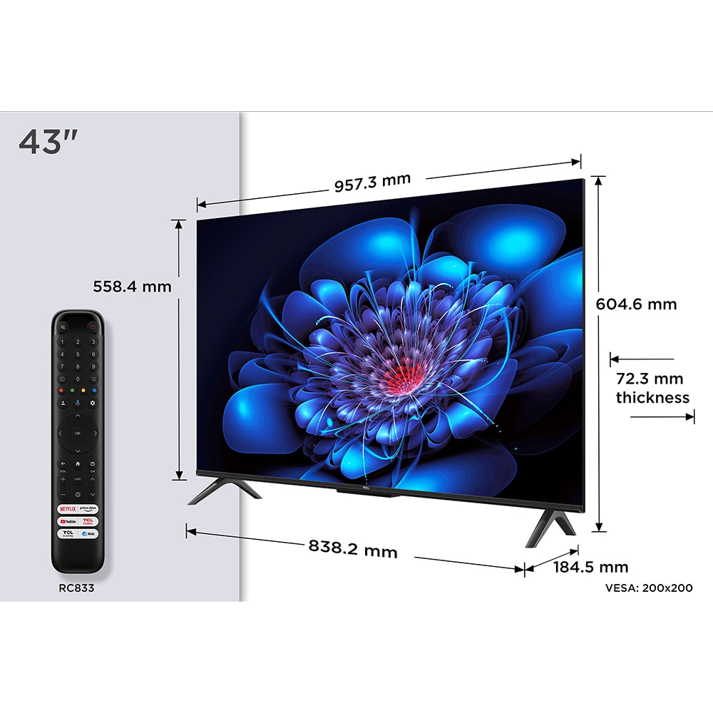 Televizor LED Smart TCL 43P69K, Ultra HD 4K, HDR, 108cm