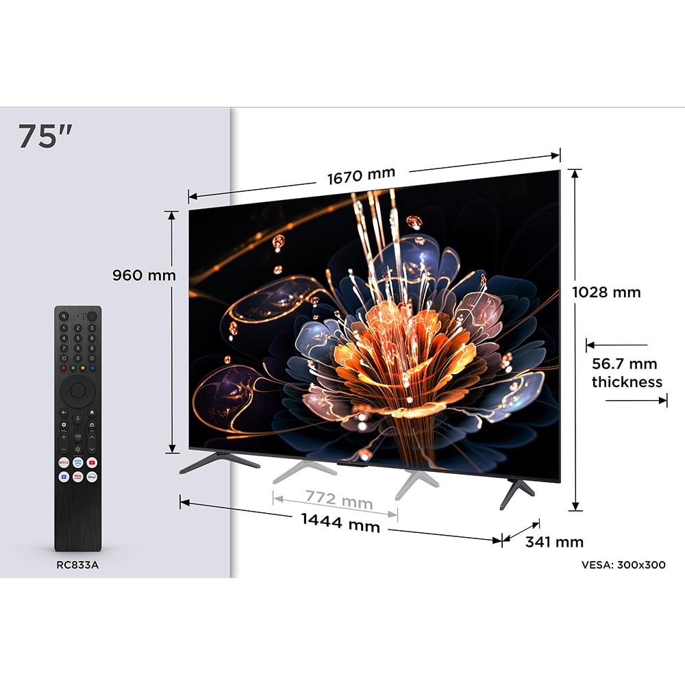Televizor MiniLed Smart TCL 75C69KS, Ultra HD 4K, HDR, 189cm