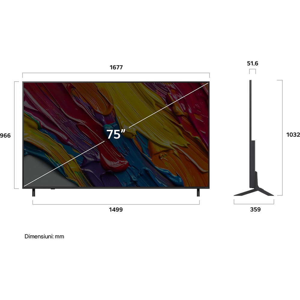 Televizor QNED Smart LG 75QNED82A3B, Ultra HD 4K, HDR, 189cm