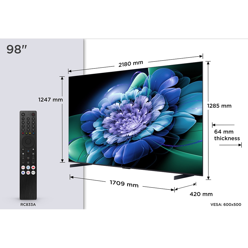 Televizor MiniLed Smart TCL 98C69K, Ultra HD 4K, HDR, 248cm
