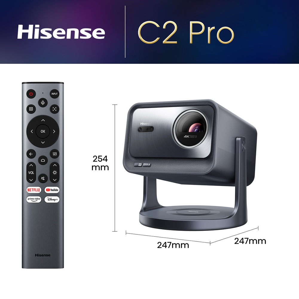 Mini Proiector Smart HISENSE C2 Pro, Ultra HD 4K, HDR10+, 165-762cm