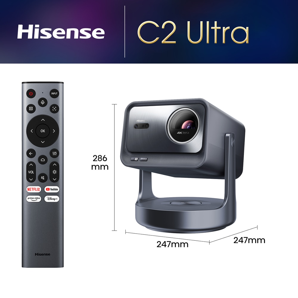 Mini Proiector Smart HISENSE C2 Ultra, Ultra HD 4K, HDR10+, 165-762cm
