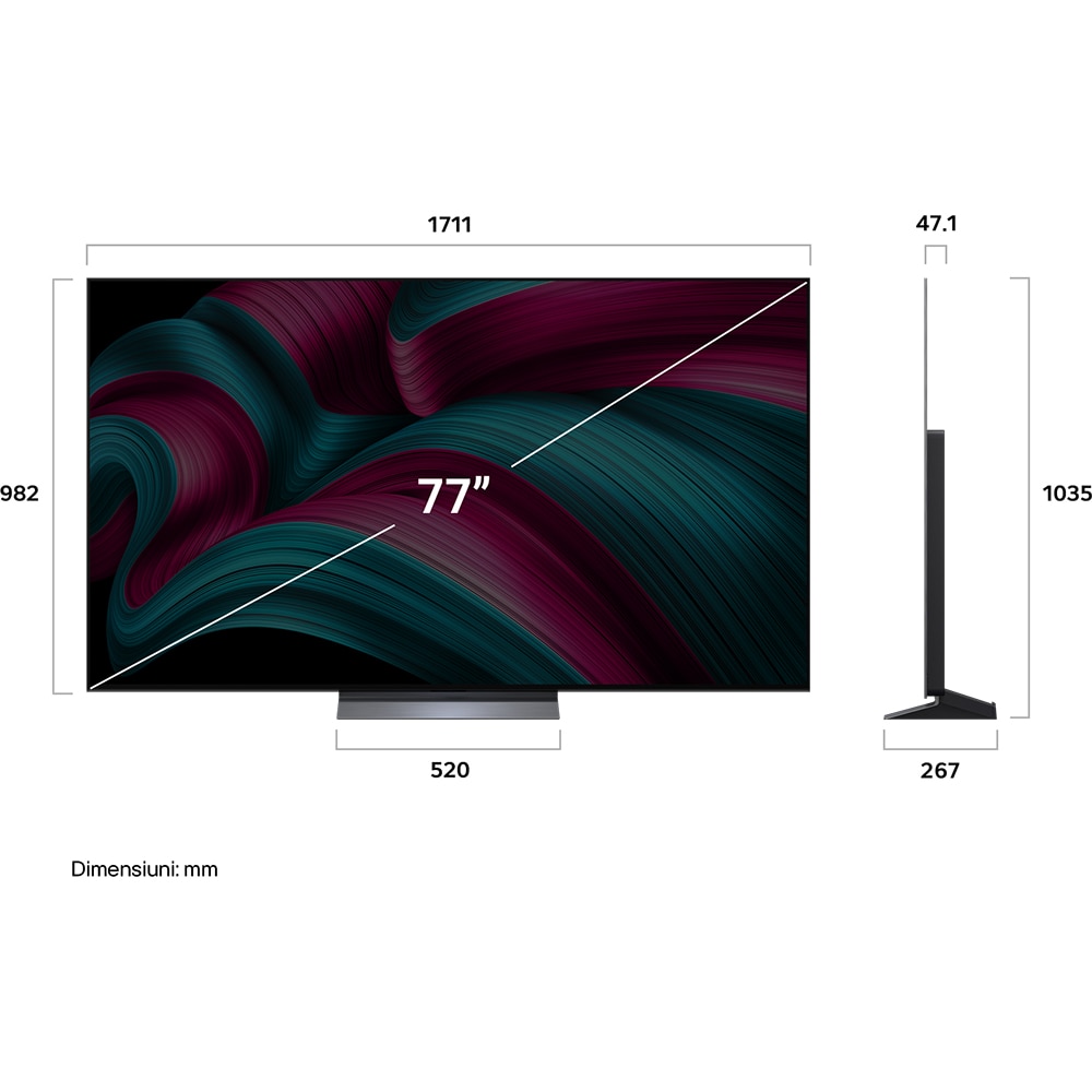 Televizor OLED Evo Smart LG 77C51LA, Ultra HD 4K, HDR, 195cm