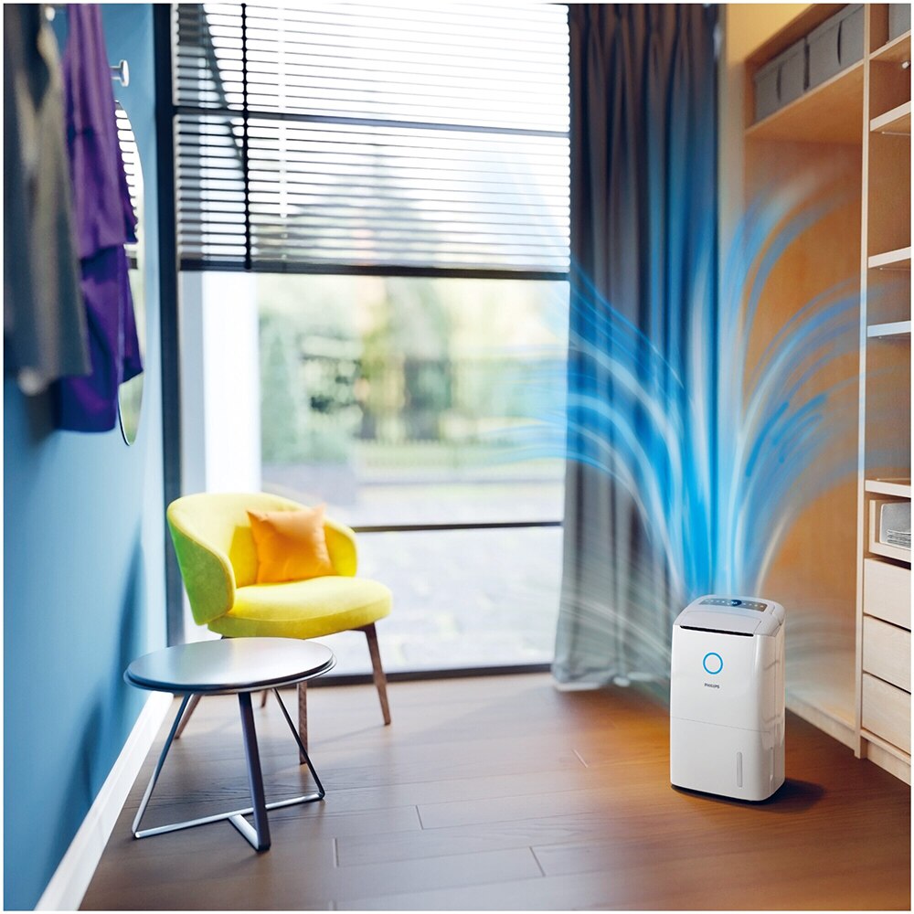 Dezumidificator si purificator aer PHILIPS Seria 5000 DE5305/11, 26.5 l/24 h, 4l, 270 m3/h, 245W, 54dB, HEPA NanoProtect, alb 