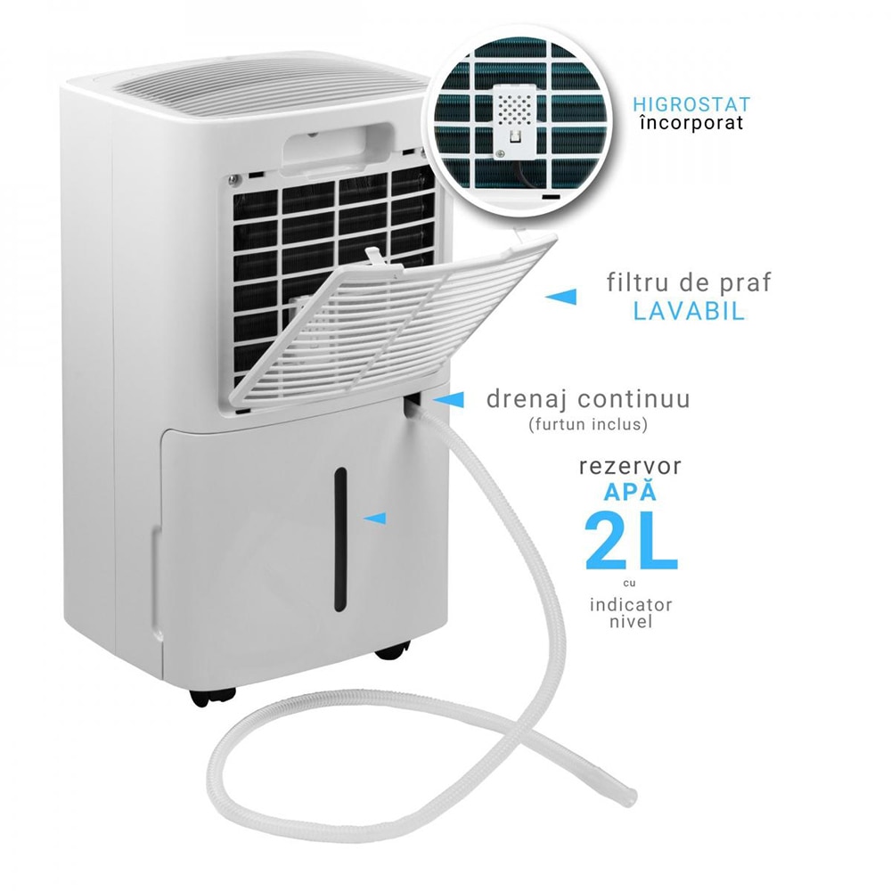 Dezumidificator aer Turbionaire SENSO 13 WIFI, 13l/zi, 195W, 36dB, Wi-Fi, 120 m/h, alb