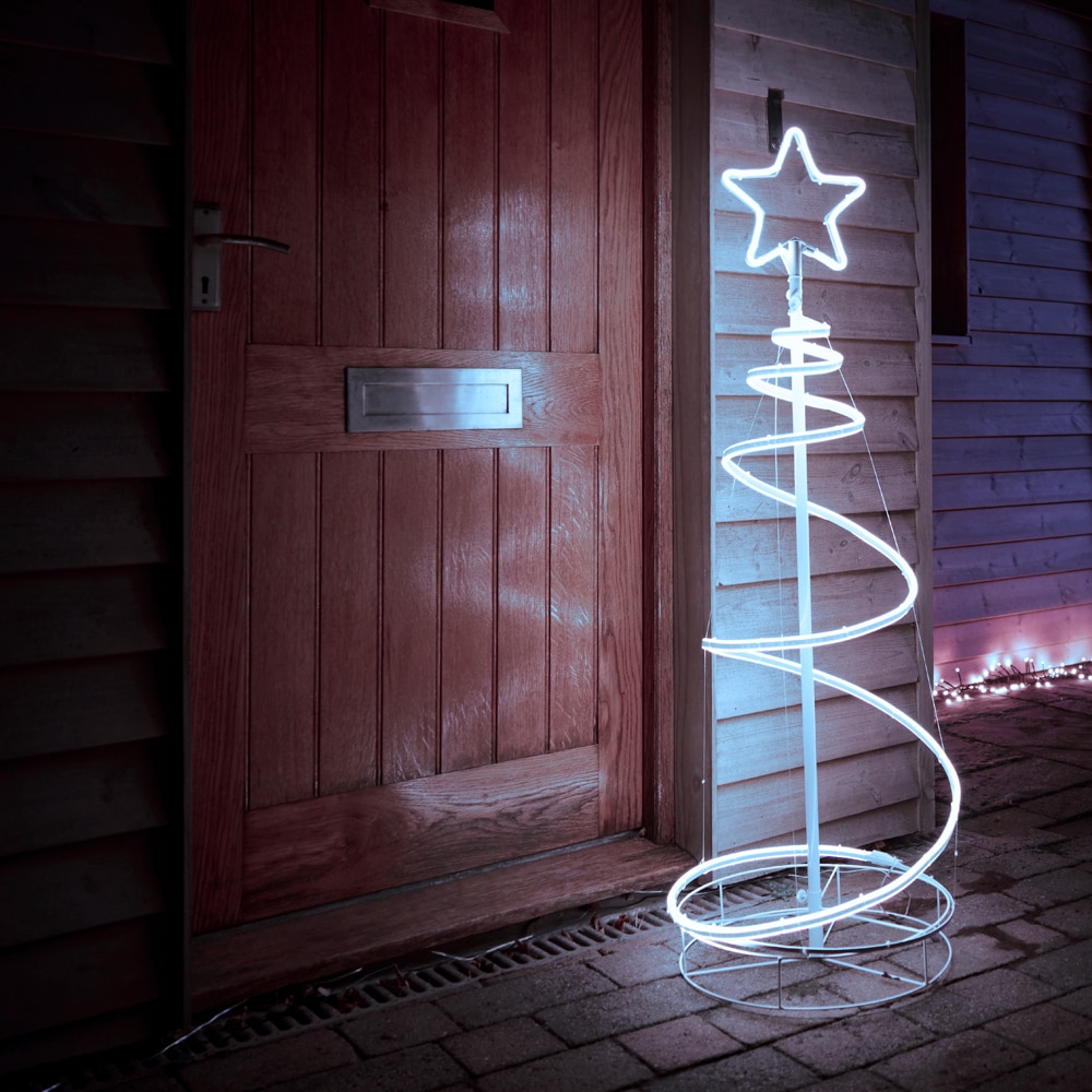 Decoratiune Craciun Brad spirala, 490 LED-uri, 125 cm, alb rece