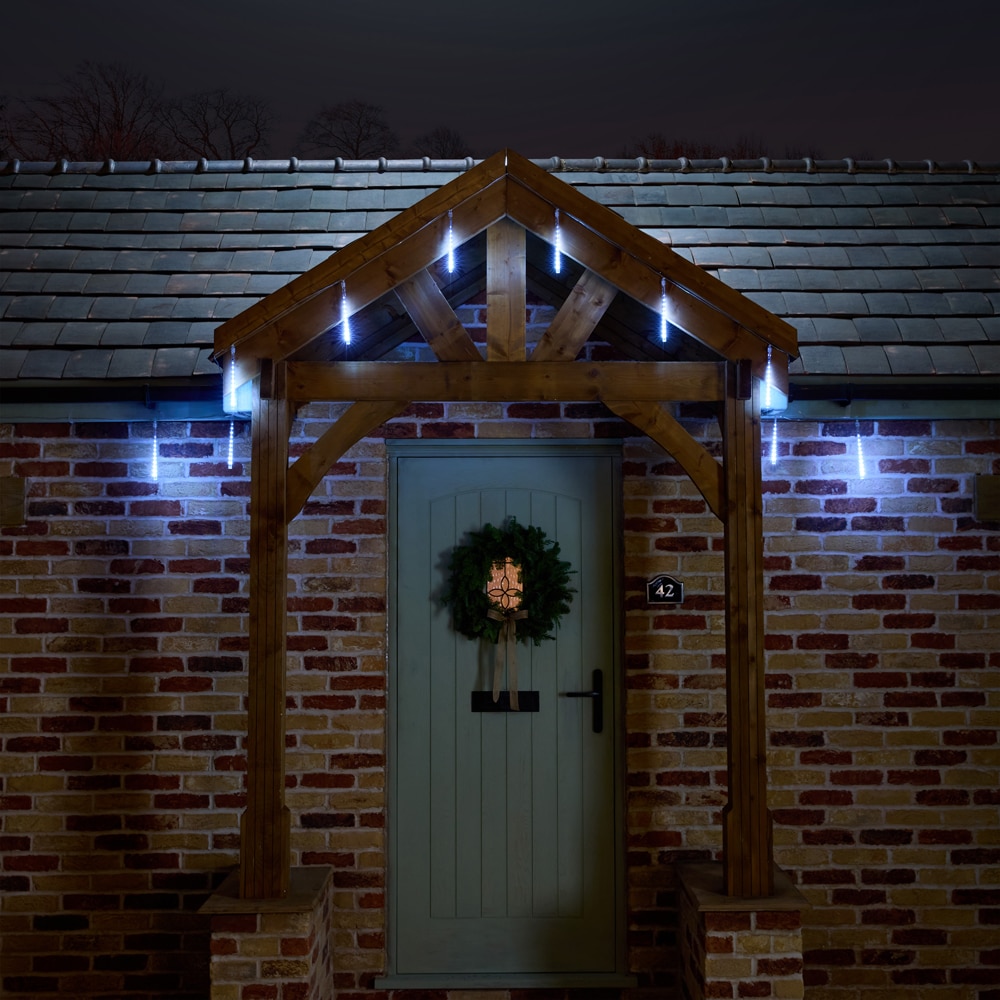 Instalatie Craciun exterior efect ninsoare, 200 LED-uri, alb rece