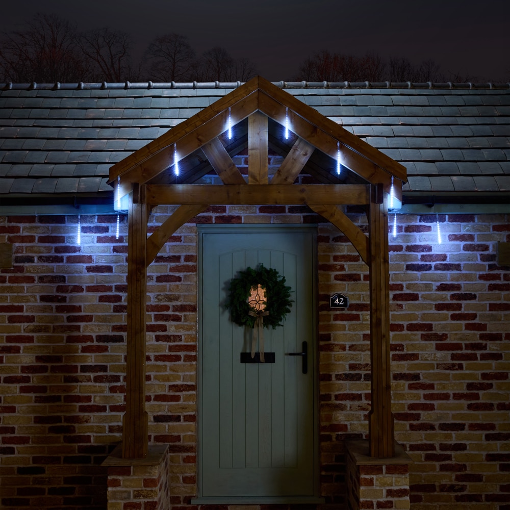 Instalatie Craciun exterior efect ninsoare, 200 LED-uri, alb rece