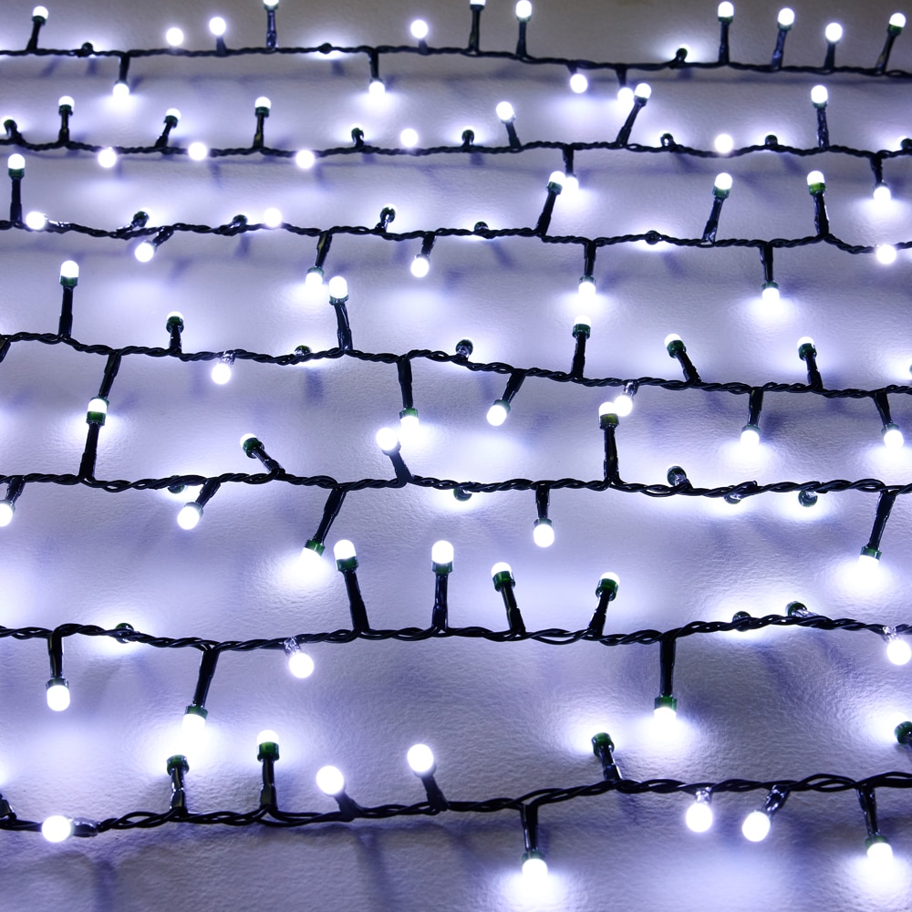 Instalatie Craciun interior/exterior, 200 LED-uri, alb rece, cablu verde