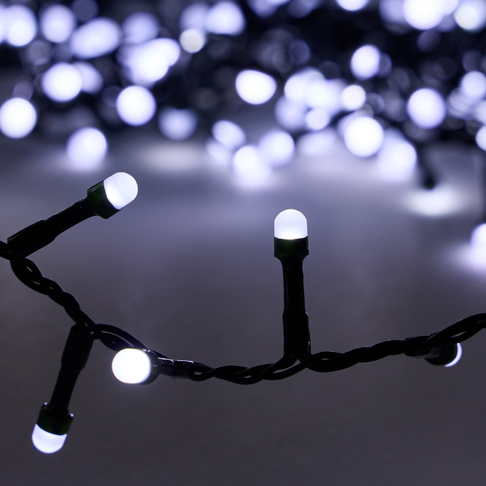 Instalatie Craciun interior/exterior, 200 LED-uri, alb rece, cablu verde