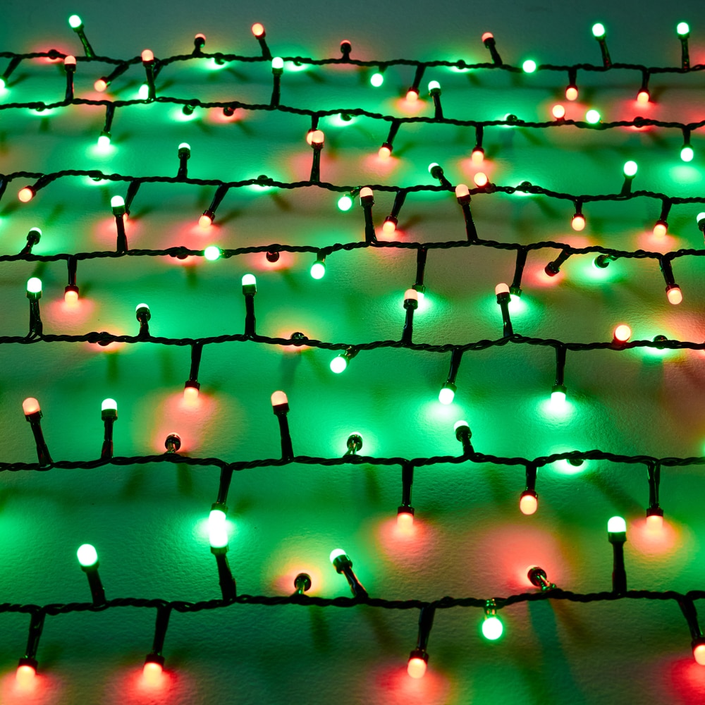 Instalatie Craciun interior/exterior, 200 LED-uri, verde/rosu, cablu verde
