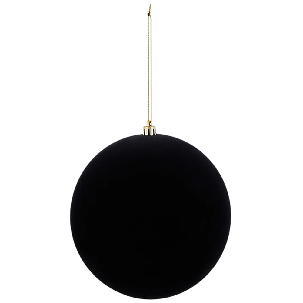 Set globuri textura de catifea, 15 cm, negru, 3 buc
