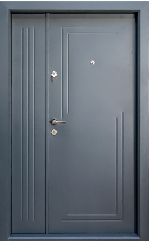 Usa de exterior pentru casa, metalica, antracit, fara geam, dreapta, dubla deschidere, 203 x 124,5 cm  FAM