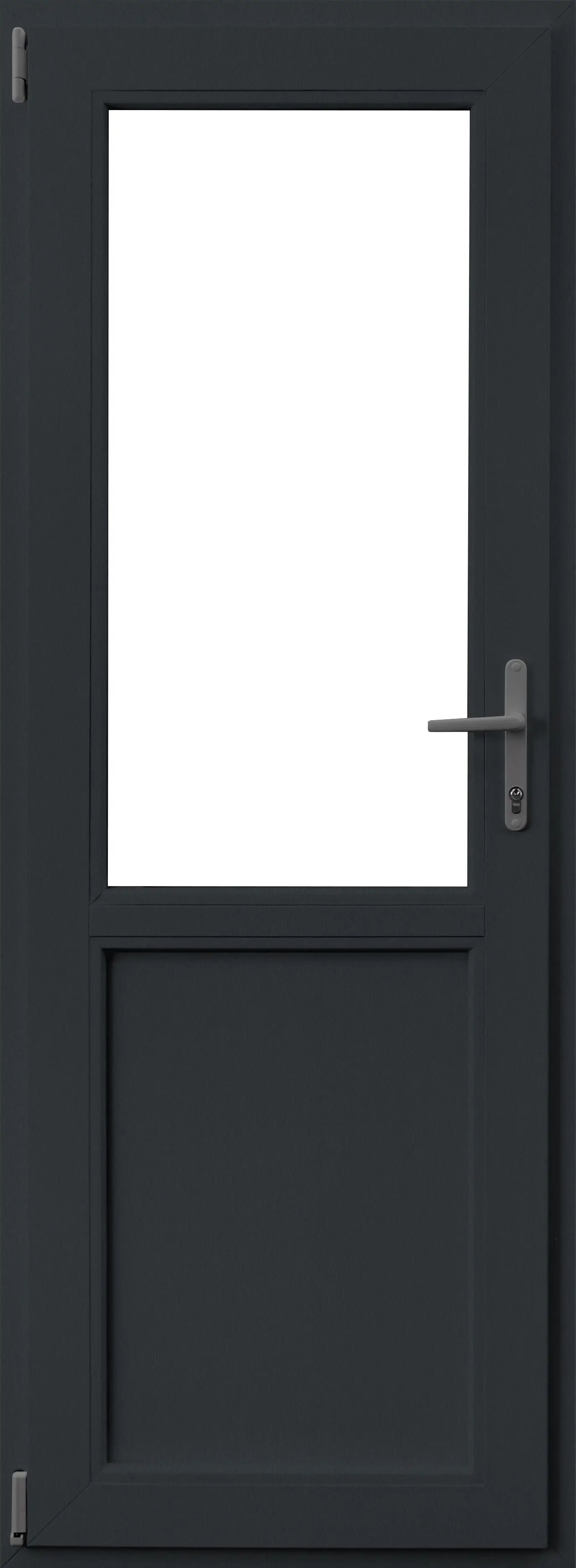 Usa termopan PVC exterior, batanta, cu geam, 5 C, 2/3, gri, stanga, simpla deschidere, 86 x 204 cm  Aplast