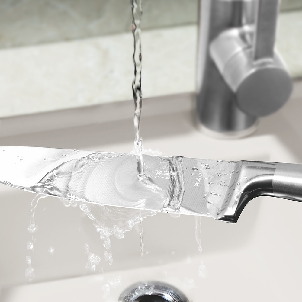 Set cutite BERLINGER HAUS BH/3124 + suport lemn, 5 piese, otel, 9-20cm, argintiu