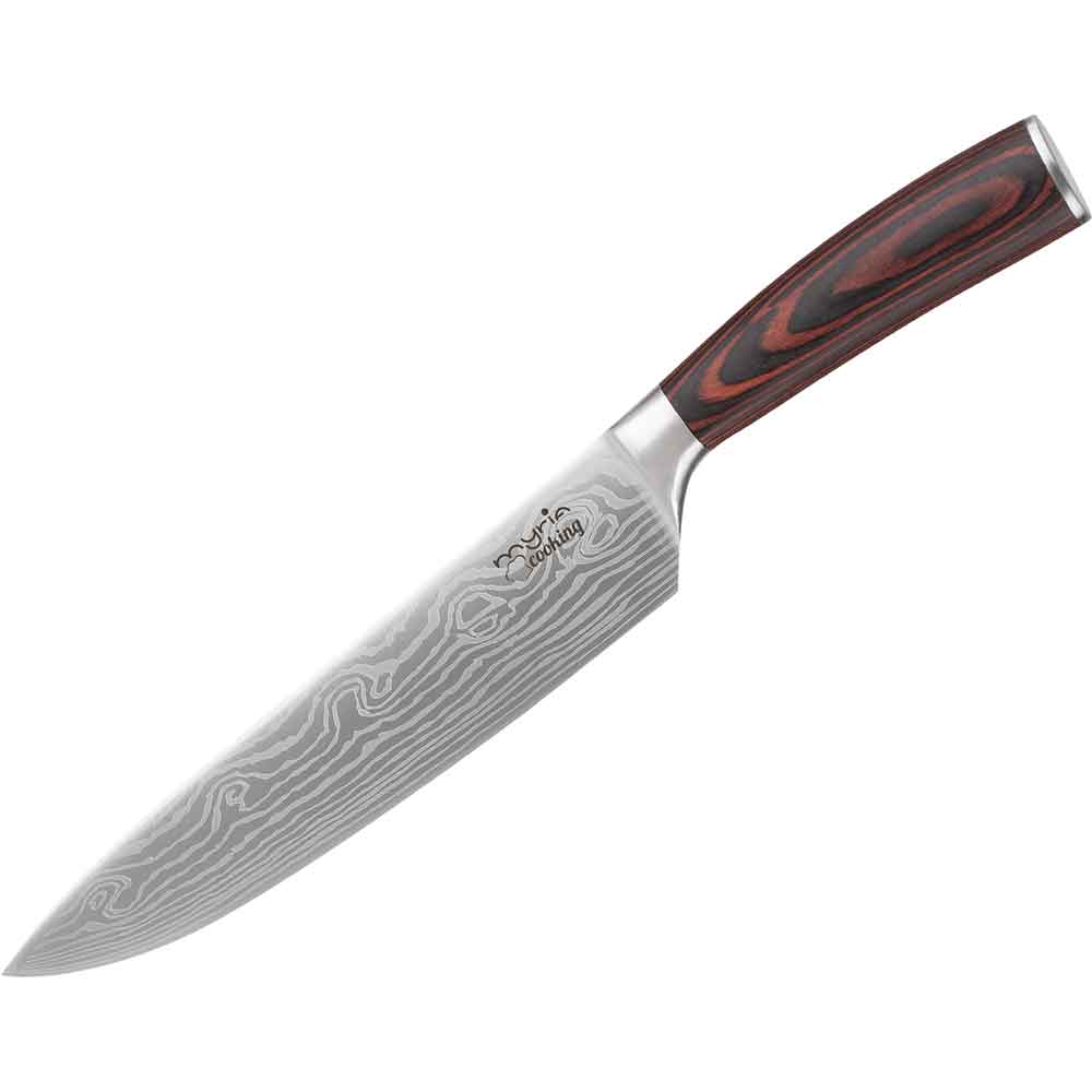 Cutitul bucatarului MYRIA MC4052, 20.5cm, otel inoxidabil, rosu-negru