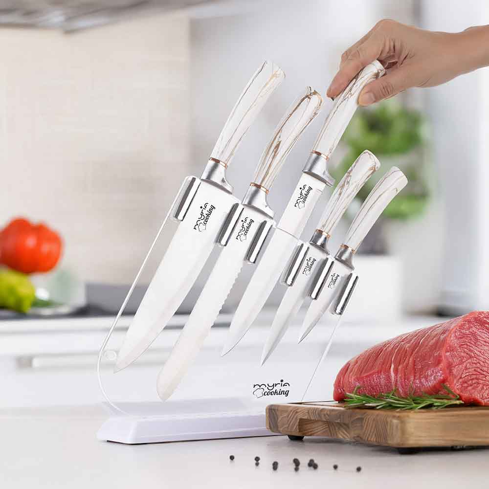 Set cutite MYRIA MC4053, 7 piese, otel inoxidabil, 12-19cm, alb