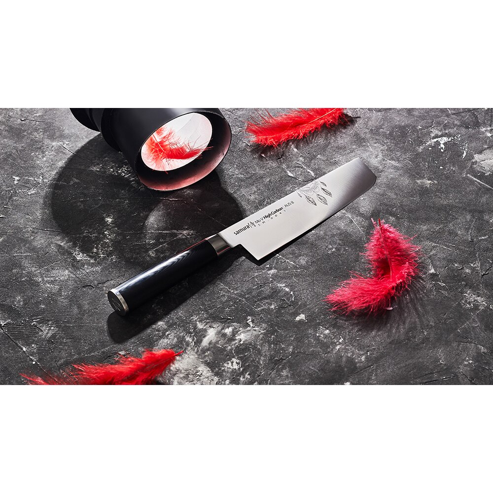 Cutit SAMURA Mo-V Nakiri SM-0043, 16.7cm, otel, negru