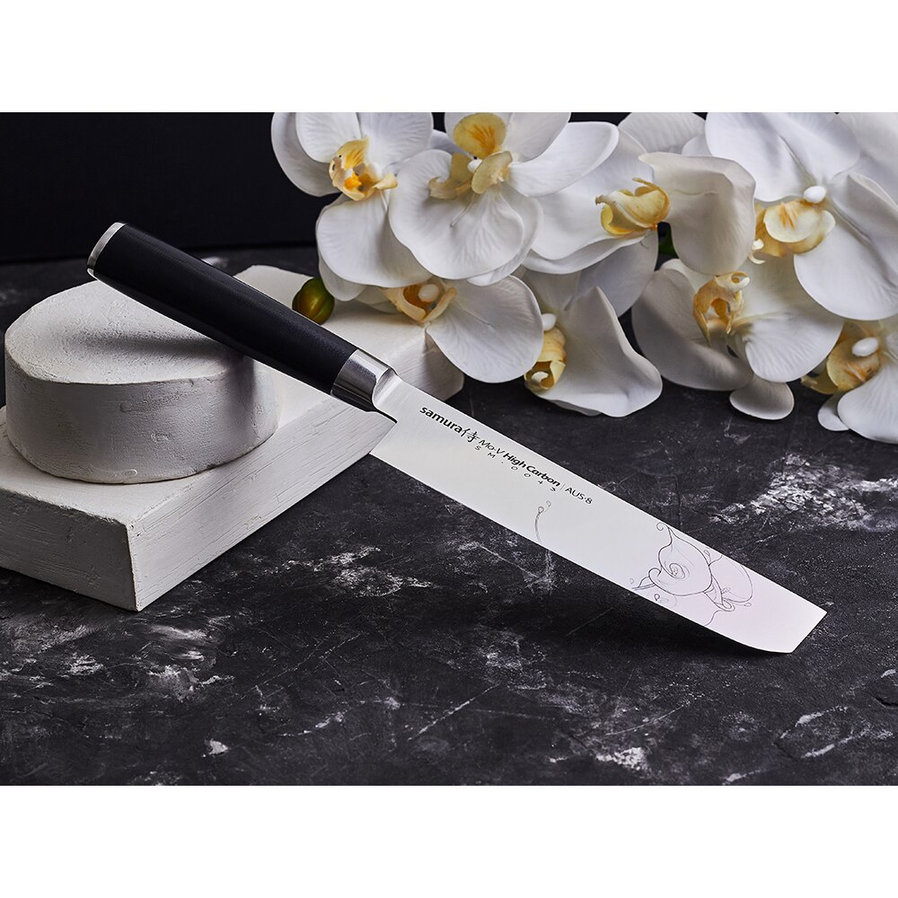 Cutit SAMURA Mo-V Nakiri SM-0043, 16.7cm, otel, negru