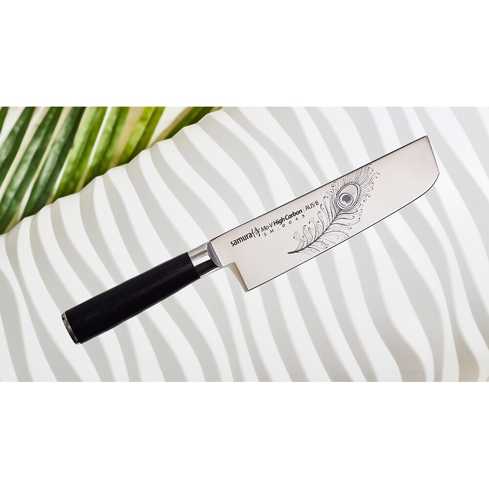 Cutit SAMURA Mo-V Nakiri SM-0043, 16.7cm, otel, negru