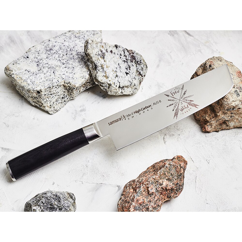 Cutit SAMURA Mo-V Nakiri SM-0043, 16.7cm, otel, negru