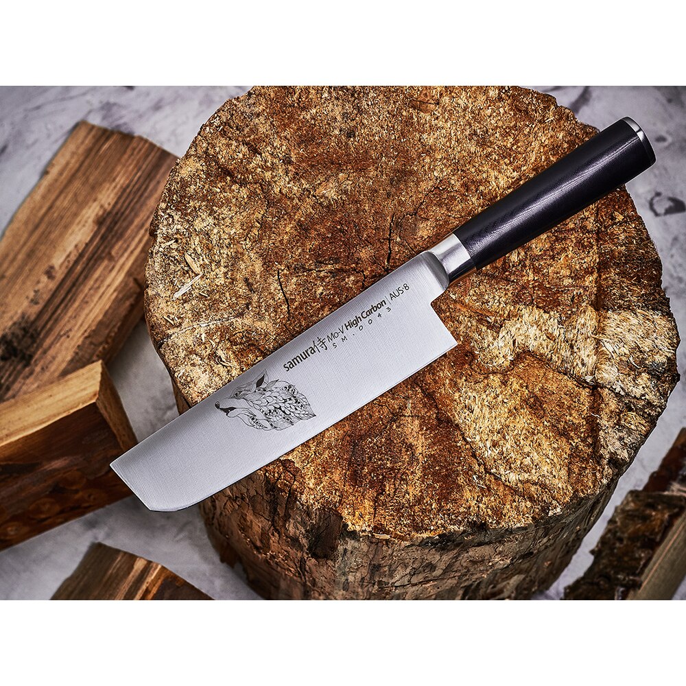 Cutit SAMURA Mo-V Nakiri SM-0043, 16.7cm, otel, negru