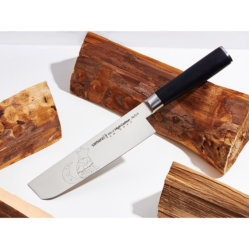 Cutit SAMURA Mo-V Nakiri SM-0043, 16.7cm, otel, negru