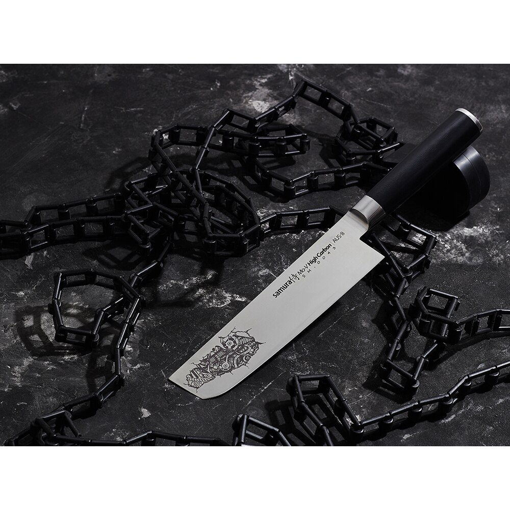 Cutit SAMURA Mo-V Nakiri SM-0043, 16.7cm, otel, negru