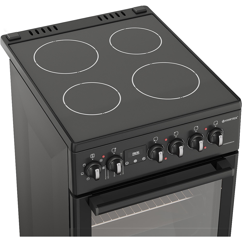 Aragaz VORTEX VAE50D60BK01K, 4 arzatoare, Electric, L 50 cm, Grill, alb
