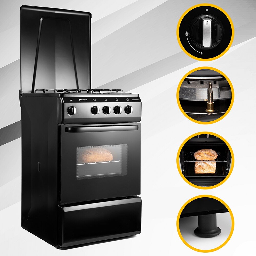 Aragaz VORTEX VAG5050BK01K, 4 arzatoare, Gaz, L 50 cm, negru