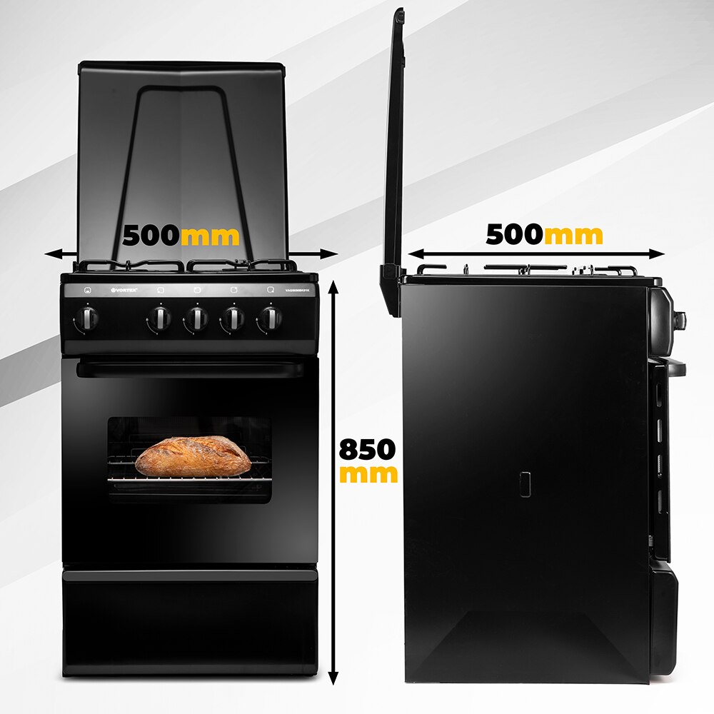 Aragaz VORTEX VAG5050BK01K, 4 arzatoare, Gaz, L 50 cm, negru