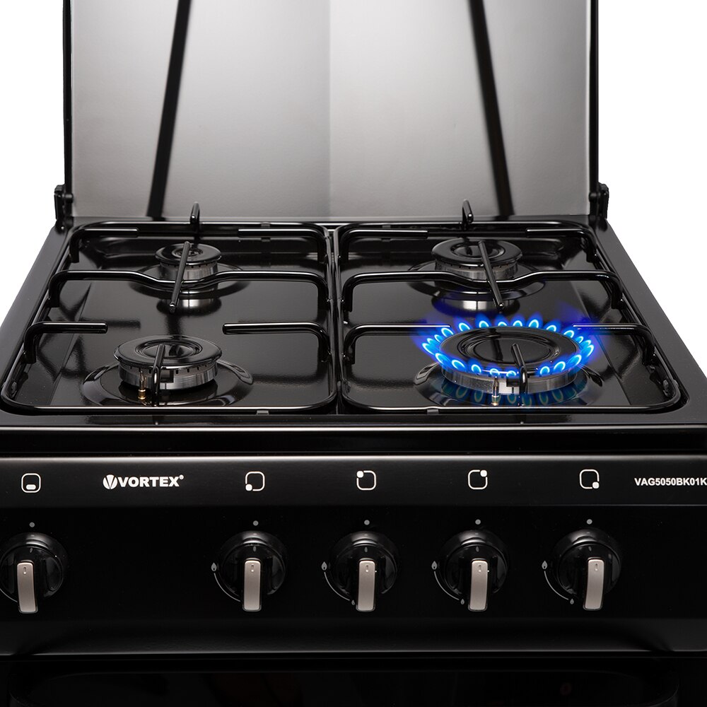 Aragaz VORTEX VAG5050BK01K, 4 arzatoare, Gaz, L 50 cm, negru