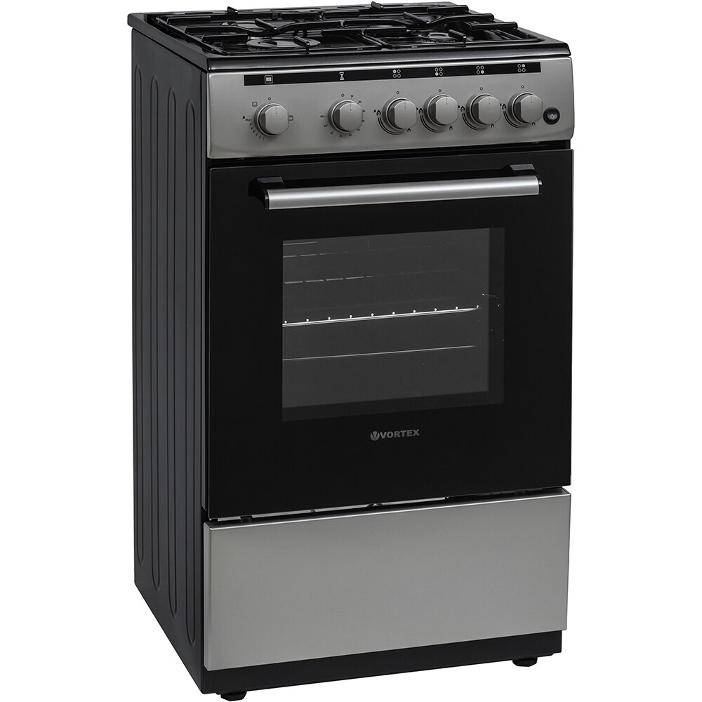 Aragaz VORTEX VAG5050SS01V, 4 arzatoare, Gaz, L 50 cm, Grill, argintiu