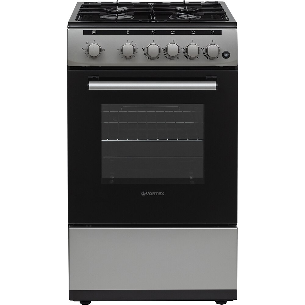 Aragaz VORTEX VAG5050SS01V, 4 arzatoare, Gaz, L 50 cm, Grill, argintiu