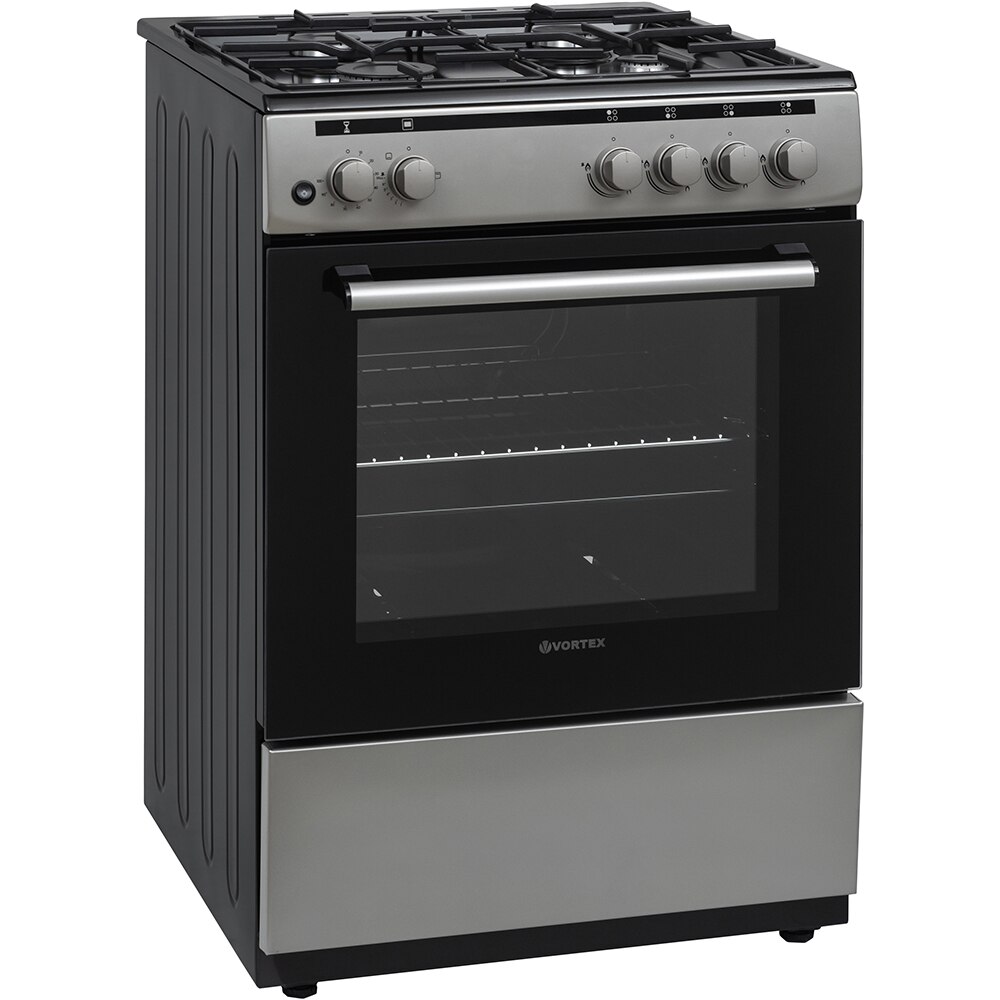 Aragaz VORTEX VAG6060SS01V, 4 arzatoare, Gaz, L 60 cm, Grill, argintiu