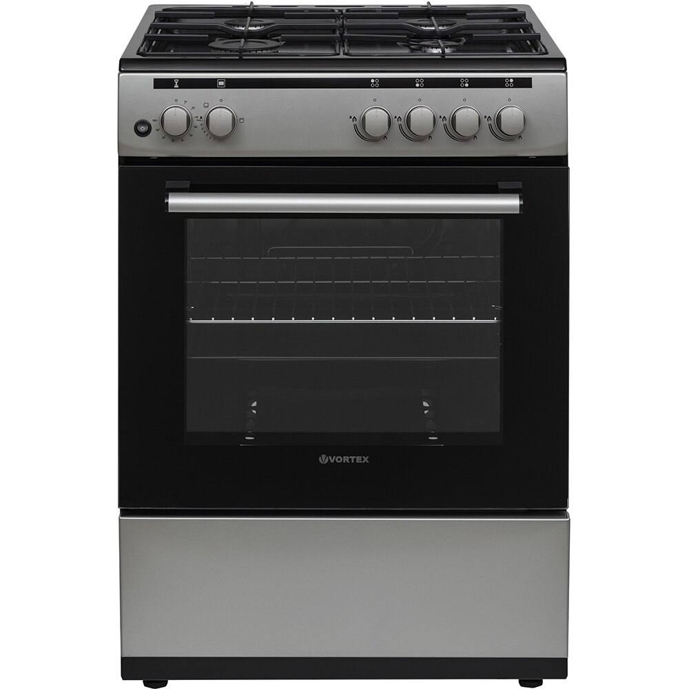 Aragaz VORTEX VAG6060SS01V, 4 arzatoare, Gaz, L 60 cm, Grill, argintiu