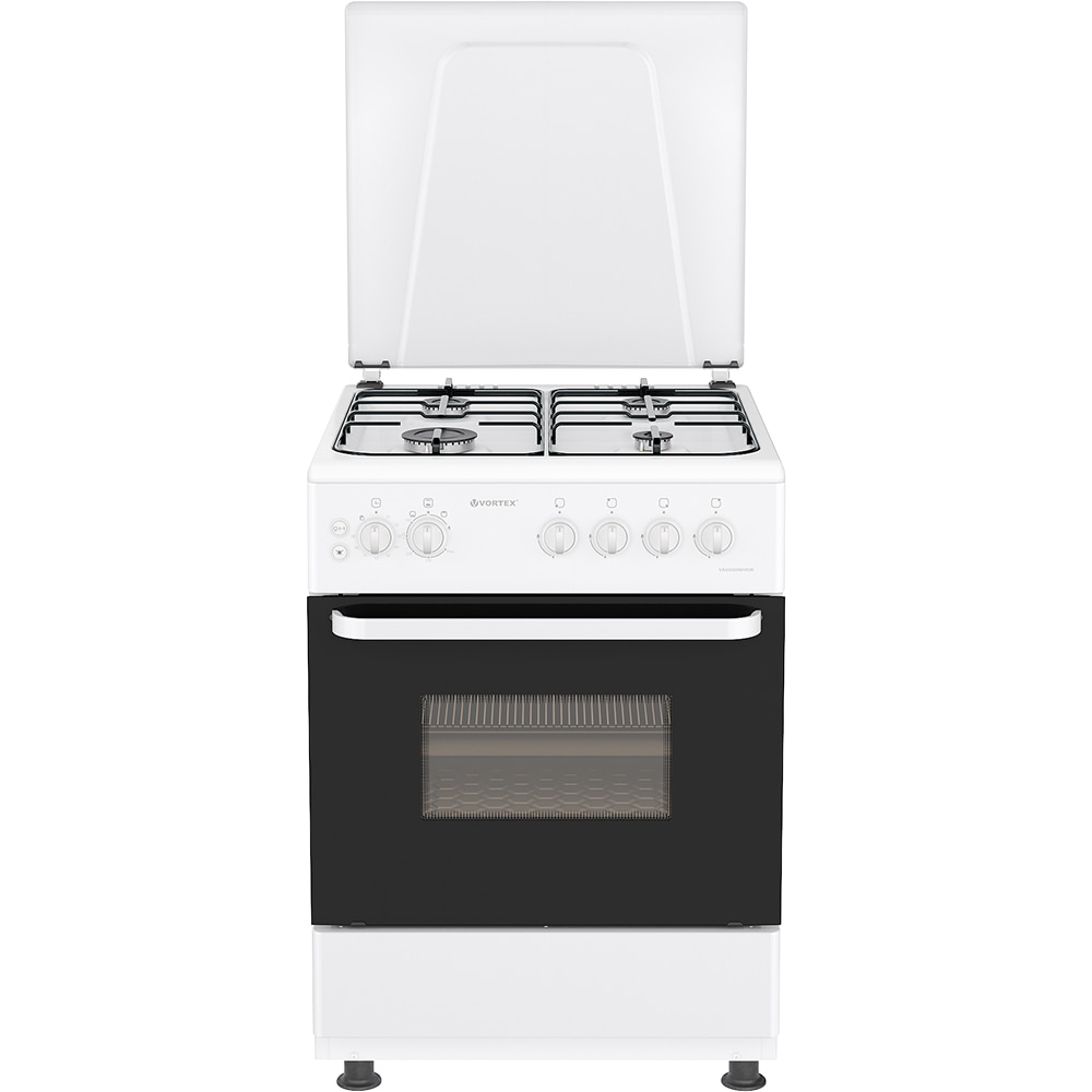 Aragaz VORTEX VAG6060WH03K, 4 arzatoare, Gaz, L 60 cm, Grill, alb