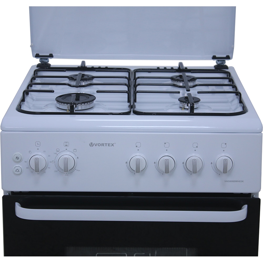 Aragaz VORTEX VAG6060WH03K, 4 arzatoare, Gaz, L 60 cm, Grill, alb