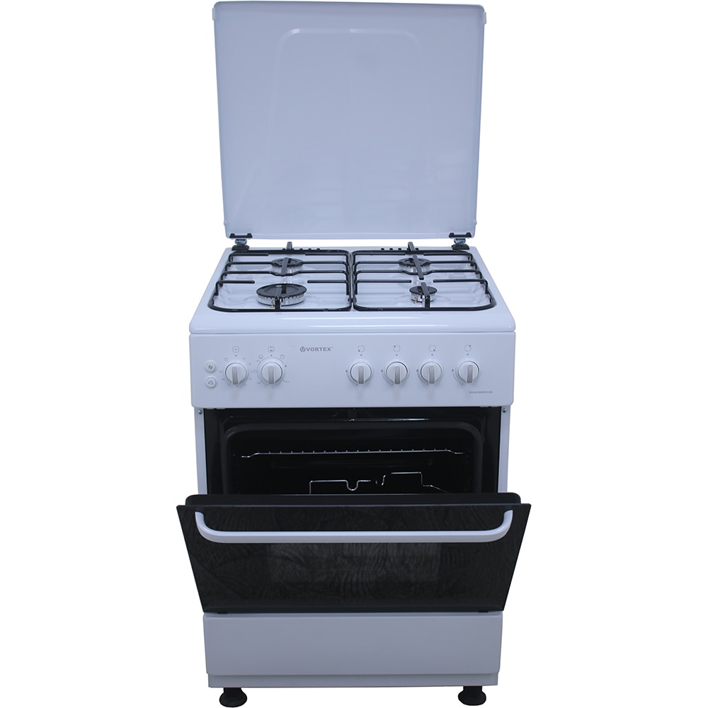 Aragaz VORTEX VAG6060WH03K, 4 arzatoare, Gaz, L 60 cm, Grill, alb