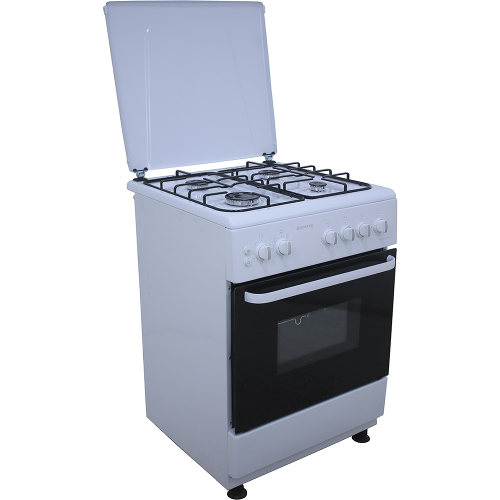 Aragaz VORTEX VAG6060WH03K, 4 arzatoare, Gaz, L 60 cm, Grill, alb